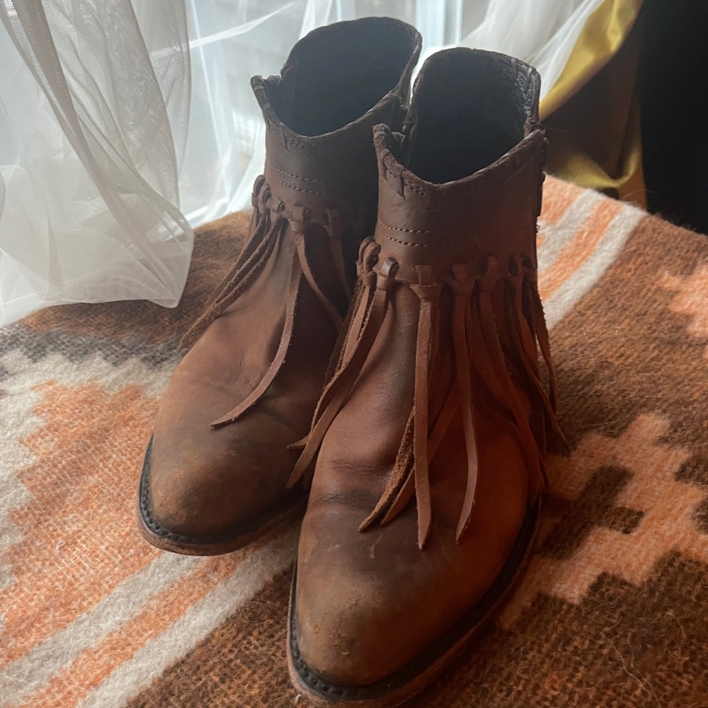 Fringe western booties